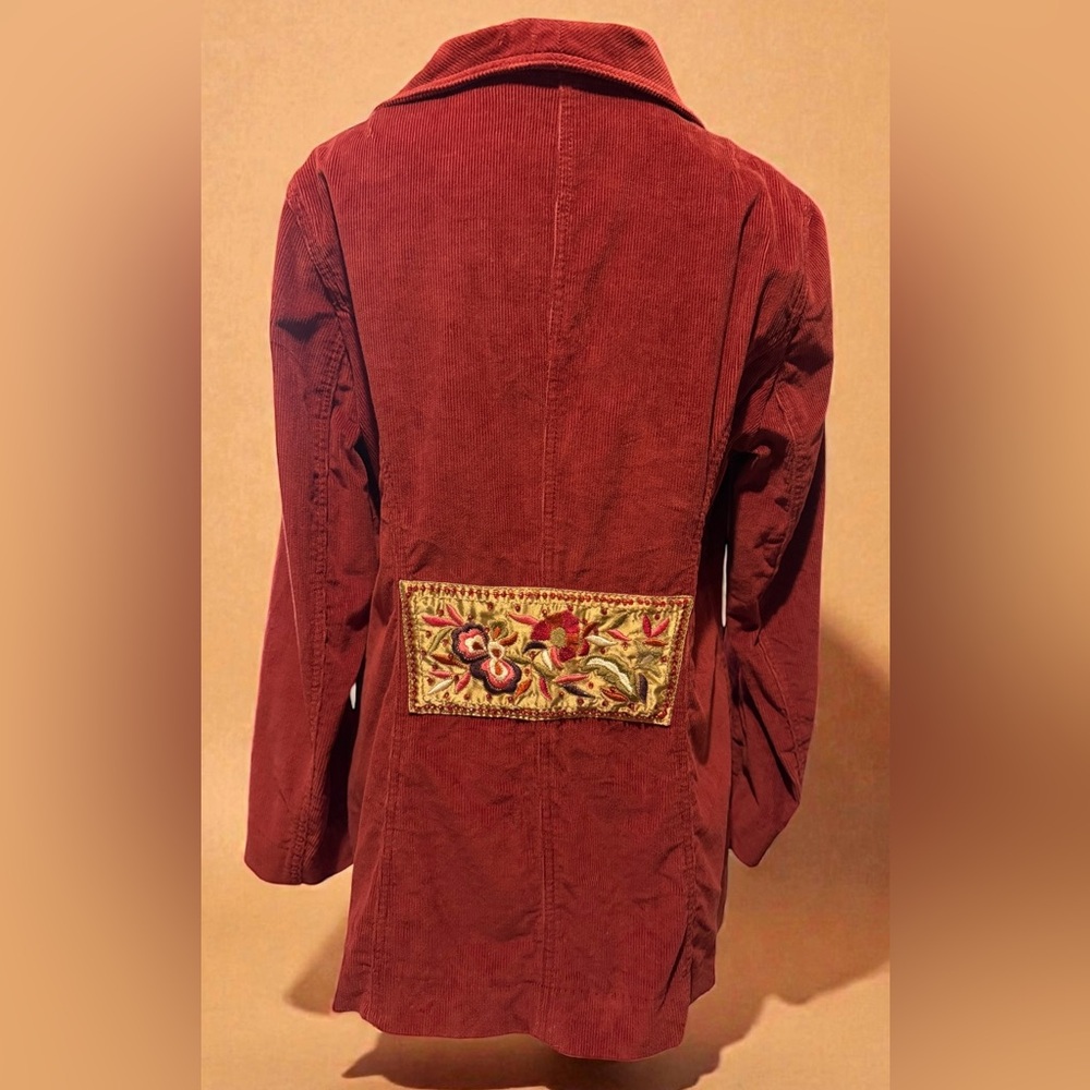 Soft Surroundings Red Corduroy Embroidered Jacket Size M - Picture 4 of 12